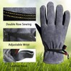 AOUCHI Leather Gardening Work Cowhide Gloves with Cotton Lining for