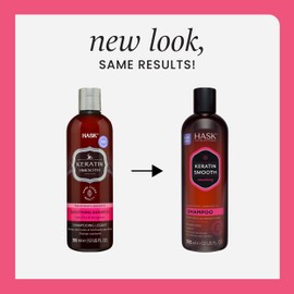 HASK Keratin Smoothing Shampoo + Conditioner Set | For All Hair Types, Sulfate-Free, Paraben-Free, Gluten-Free, Cruelty-Free, Color Safe