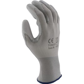 West Chester 713SUCG Polyurethane Palm Coated Nylon Gloves - [Pack of 12] Large, Grey, Knit Wrist