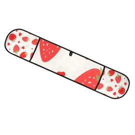 Conjoined Bi-Directional Oven Mitts High Temperature Resistance Cotton Cooking Gloves for Kitchen BBQ Pink Strawberry