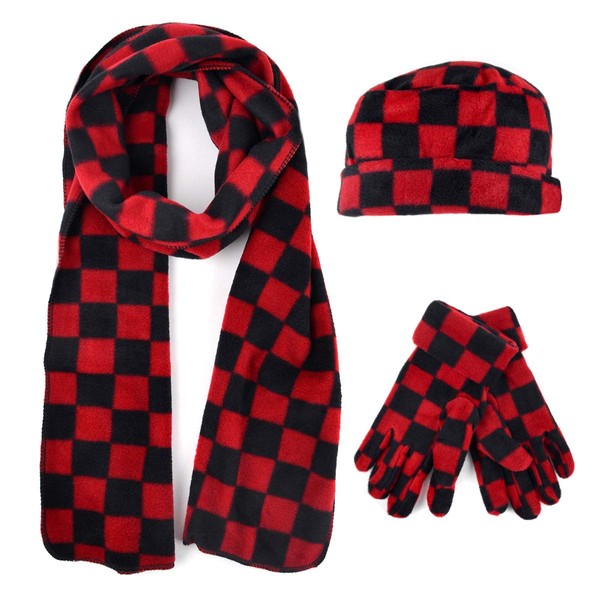 Women's Winter Fleece Winter Set-Polyester Fleece Hat, Gloves, and Scarf