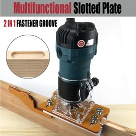 Trimming Machine Slotted Bracket, 2 in 1 Invisible Fastener Slotting Bracket for Woodworking, Aluminum Alloy Wood Router Slotting Locator, Woodworking Router Base for 65mm Router