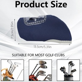 10Pcs Golf Covers Golf Wedge Headcovers Golf Club with See Through Window Clear Visible Head Covers Golf Accessories for Putters, Golf Beginner, Women Men (Navy)