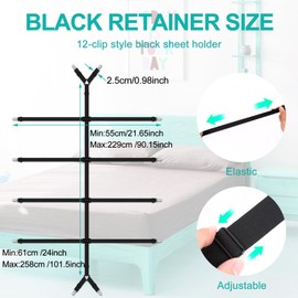 Quelcc Bed Sheet Clips for Bedding, Fitted Sheet Clips, Bed Scrunchie, Bed Sheet Straps, Sheet Suspenders, Mattress Clips for Fitted Sheets for Bedding, Mattress Covers, Bed Sheets, Sofa Cushion,Black