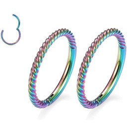 GAGABODY 16g Nose Hoops & Earrings - Rainbow Septum & Cartilage Rings in Surgical Steel