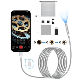 Endoscope Camera with Light, 1920P HD Borescope Camera with 8 Adjustable LED Lights, 16.5ft Bellows Endoscope with Light, IP67 Waterproof 8mm Endoscope for iOS and Android