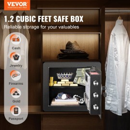 1.2 Cubic Feet Steel Security Home Safe Digital Keypad Fire-Proof Cabinet 2 Keys Smart Locks Safe Secure Protection for YourVolume: 1.2 cubic feet