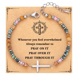 TONY & SANDY Christian Religious Gifts for Women, Cross Bracelet, Baptism Confirmation Easter Birthday Gifts for Women, Inspirational Prayer Jewelry for Woman, Faith Encouragement Present
