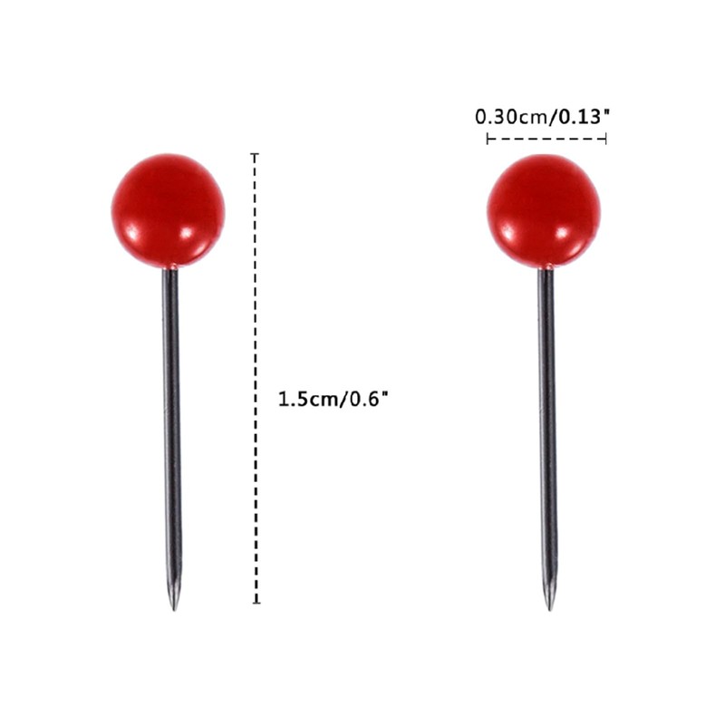 Yphzmtz Pack of 300 Versatile Pins with Head Map Mini