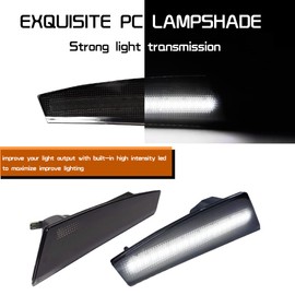 Tonsya For 2008 2009 2010 2011 2012 Jeep Liberty Front Bumper side Marker Lights White Led Smoked Lens 57010214AC, 57010213AC