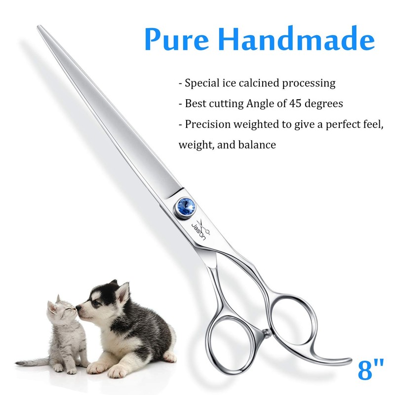 JASON 8" Straight Dog Grooming Scissors Long Pets Grooming Shears