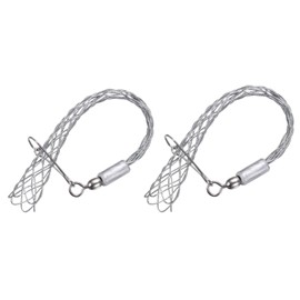 sourcing map Cable Pulling Grip for 9-12mm Cable 20,21cm Small Rotating Wire Mesh Puller Socks Grip Single Head Galvanizing Steel Wire Grips Net Cover Smooth,2 Pcs(Silver)
