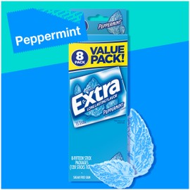 EXTRA Gum Peppermint, Sugar-Free Chewing Gum Bulk, 8 Ct Box, Pack of 6 (48 Count)