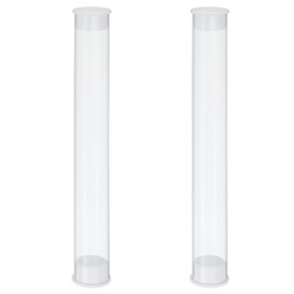 PATIKIL Clear Rigid Tube Round Plastic Tubing with End Caps Polycarbonate Water Pipe, 100mm/4 Inch Length, 12mm x 13mm/0.47" x 0.51", 2 Set