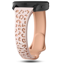 Strisinho Slim Leopard Engraved Bands Compatible with Garmin Vivoactive 4/Venu 3/Venu 2 Watch Band, 22mm Narrow Soft Silicone Cheetah Sport Strap for Garmin Forerunner 745/265/255 Smart Watch