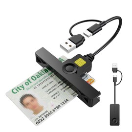 CAC Reader 2 in 1 Type C Dual Connector, DOD Military USB Common Access CAC Card Reader Type C USB Smart Card Reader Compatible with Windows, Mac OS Mini Fold Plug and Play Black