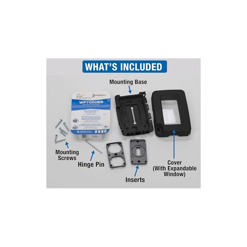 Intermatic WP7000BL Low-Profile Extra-Duty Weatherproof 1-Gang Cover, Black - Expandable