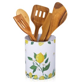 Yoande Lemon Kitchen Decorations Utensil Holder Acrylic Utensil Crock Spoon Kitchen Utensil Organizer for Countertop Coffee Spoon Holder Utensil Jar for Cooking Tools