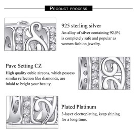 Initial H Charms 925 Sterling Silver Letter A-Z Charms for Snake Chain Bracelet Necklace Alphabet Beads