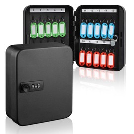 Clóset de Llaves de Pared, Caja de Seguridad para Llaves de Acero de 20 Llaves, con Cerradura de Combinación Organizador de Llaves Montado en la Pared, con Gabinete Digital de Código Reiniciable