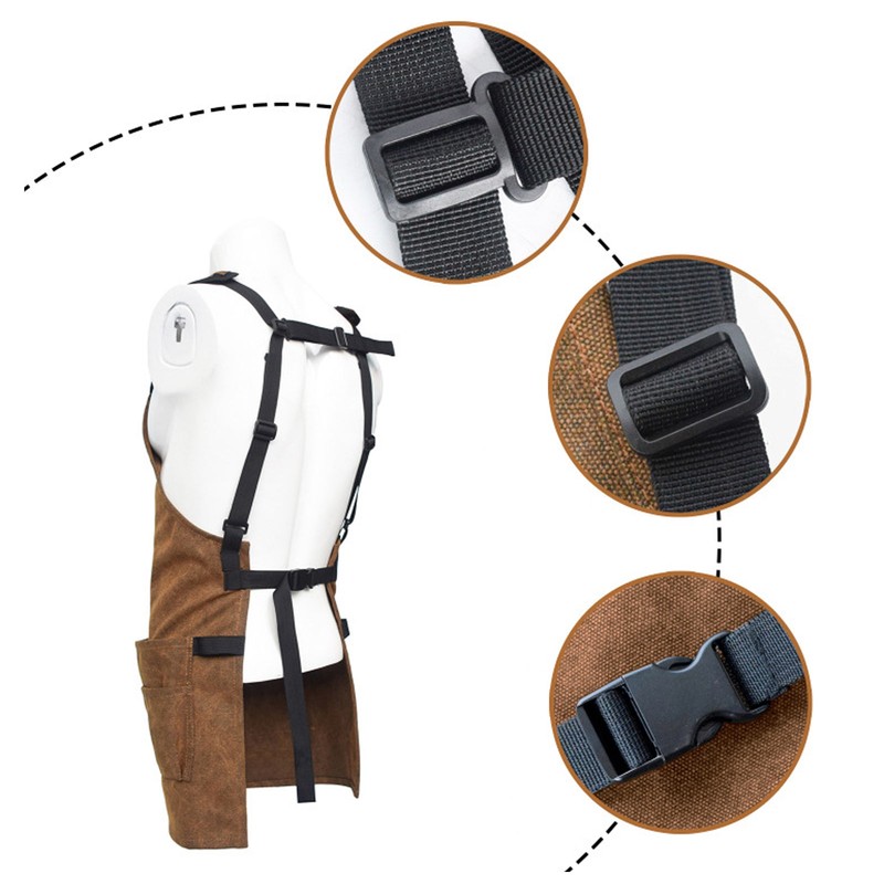 Woodworking Apron Thick Shoulder Pads Adjustable Strap Work Apron with