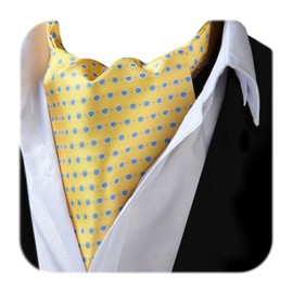 HISDERN RC-01 Men's Silk Neckerchief Scarf, Fashion, Paisley Pattern, Popular 24 Patterns, 06 yellow (floral dots)