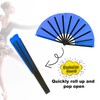 BOXOB Large Foldable Hand Fan, Plastic Fabric Rave Folding Held