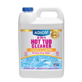 Adios! 3-in-1 Hot Tub Cleaner - 50 Treatments of Weekly Clarifier, Scum Remover and Odor Treatment for Chlorine and Bromine Spas (Gallon - 128oz)