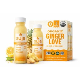 Suja Organic Cold-Pressed Ginger Love,Lemon , Ginger, Pineapple,No Added Sugar, Fruit Juice with No Additives, Excellent Source of Vitamin C for Immunity Support, Vegan, Plant-Based & USDA Certified 6 Bottles (10.5 Fl Oz)
