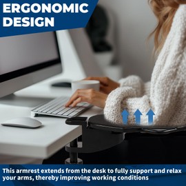 2Pcs Computer Arm Rest for Desk Within 2.36" Thickness Strong Load Bearing Ergonomic Desk Arm Rest Sturdy Easy to Install Desk Elbow Arm Support for Home and Office Claumeng(2,Black)