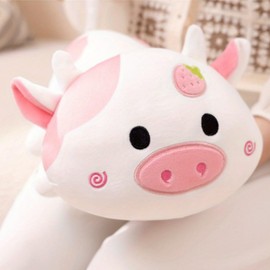 OUKEYI 13.7"/35cm Cute Cow Plush Pillow, Plushies Strawberry Cow Stuffed Toys,Soft Stuffed Cow Squishy Plush Animal Toy Pillow for Kids,Birthday Gifts for Women, Girls and Males