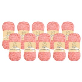 10pk "Cotton Cloud" Yarn by Yonkey Monkey 78% Cotton, 22% Acrylic Knit & Crochet Yarn - Imported (13 Sunset Peach)