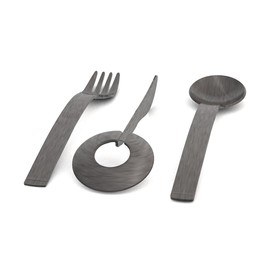 Ornamin Besteckset 3-teilig mit schwarzen Griffkissen | Einhänder-Besteck mit Hilfsfunktion für intuitive Nutzung | Spezial-Besteck, Einhänder-Hilfsmittel, Essbesteck, Esshilfe