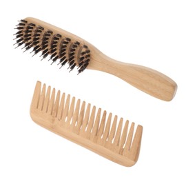 Baluue Hair Care Essential 2pc Bamboo Detangler Combs Wide Tooth Brush Gentle Scalp Comb Styling Tool Travel-friendly for Women