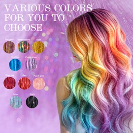 Hersun Hair Tinsel 10 Colors 3200 Strands 48in with Tools Fairy Tinsel Hair Extensions Kit Heat Heat Resistant Fairy Hair For Parties For Girls & Women