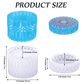 Patelai 4 Pcs Resin Jar Mould with Lids Silicone Storage Box Mould Jewelry Box for DIY Resin Crafts Jewelry Trinket Container Soap Candle Trinket Making