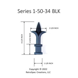 Retrospec Creations 100 Each for 3/4" Plastic Finial Tops for Iron Picket Fence Triad Spear - #50-34