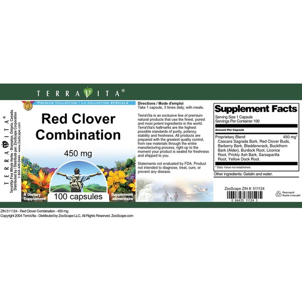 Red Clover Combination - 450 mg (100 Capsules, ZIN: 511124)