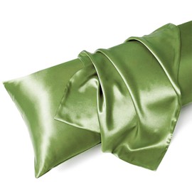 MR&HM Satin Body Pillow Cover, 20x54 inches Body Pillow Case for Adults, Silk Satin Cooling Body Pillow Pillowcase with Envelope Closure (20x54, Sage)