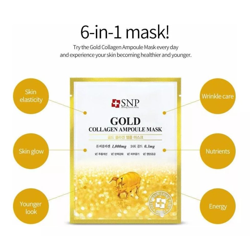Snp - Colágeno Del Oro Ampolla Anti-aging Coreana Mascarilla