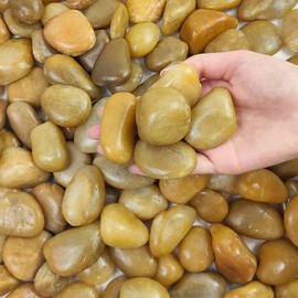 FANTIAN 10 lbs Yellow River Rocks, 1-2 Inch Polished Pebbles for Indoor Plants, Decorative Rocks Stones for Landscaping, Vases, Aquariums, Fountains, Pathways, Backyard and Garden