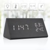 Wooden Alarm Clock LED Digital Time/Temperature/Humidity Display Voice Control