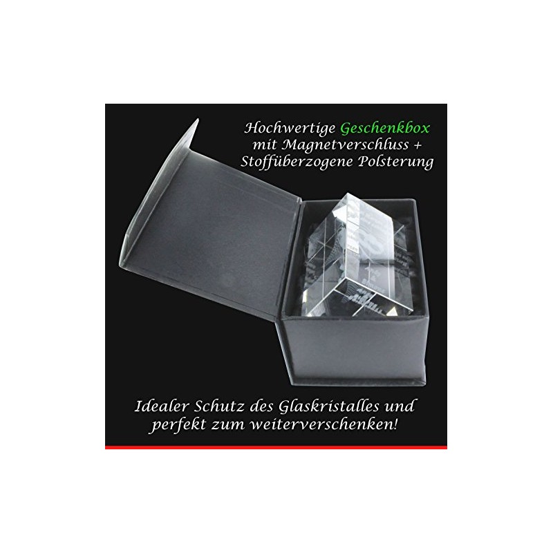 VIP-LASER 3D Glass Crystal Cuboid XL with Praying Hands and