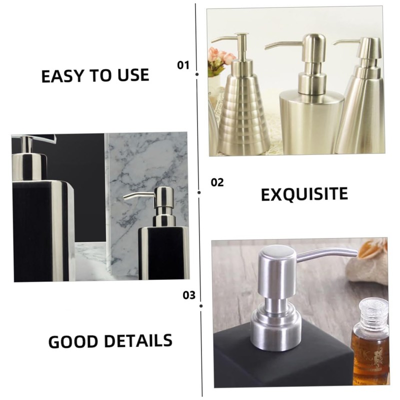 Zerodeko 6pcs Stainless Steel Lotion Soap Dispenser Pump Replacement for
