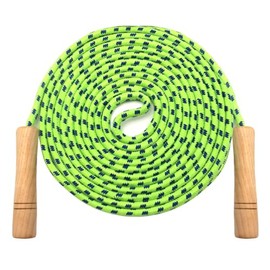 16 FT Double Dutch Jump Rope for Kids - Wooden Handle - Adjustable Cotton Braided Fitness Skipping Rope for Fitness, Outdoor Fun, School Sports, and P