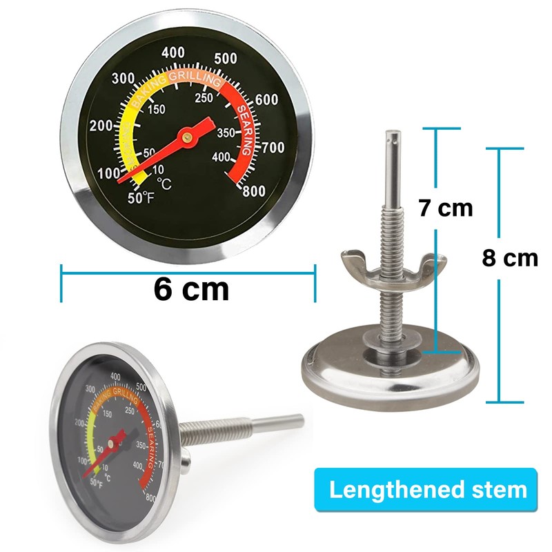 Stainless Steel BBQ Smoker Grill Thermometer - Precise Temperature Gauge