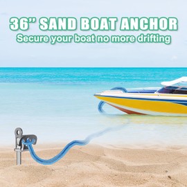Dolibest 304 Stainless Steel Boat Sand Anchor, 36" Fully Welded Screw-in Sand Anchor with T-Handle for Motorboats, Kayaks, Canoes, Portable Beach Anchor for Shallow/Deep Waters w/Storage Bag
