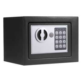 PATIKIL Small Safe Box with Lock and Key, 9"x6.7" Drop Slot Digital Personal Safe Box with Combination Lock and Alarm System for Money Documents Home, Black
