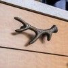 Zeckos Antique Bronze Finish Cast Iron Deer Antler Drawer Pull