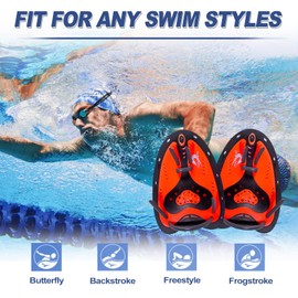 SUMARPO Swim Paddles, Swimming Training Hand Paddles with Adjustable Straps Men Women,Swimming Hand Paddles for Swimrun, Open Water, Triathlon